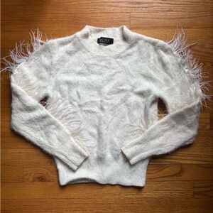 AKIRA White Sweater with Feather Details